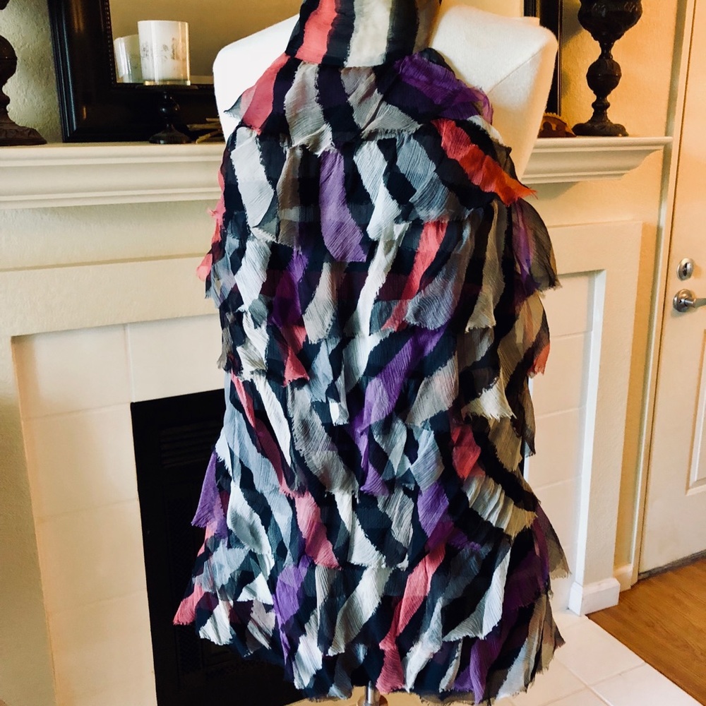 Walter Silk layered raw hem halter top/dress